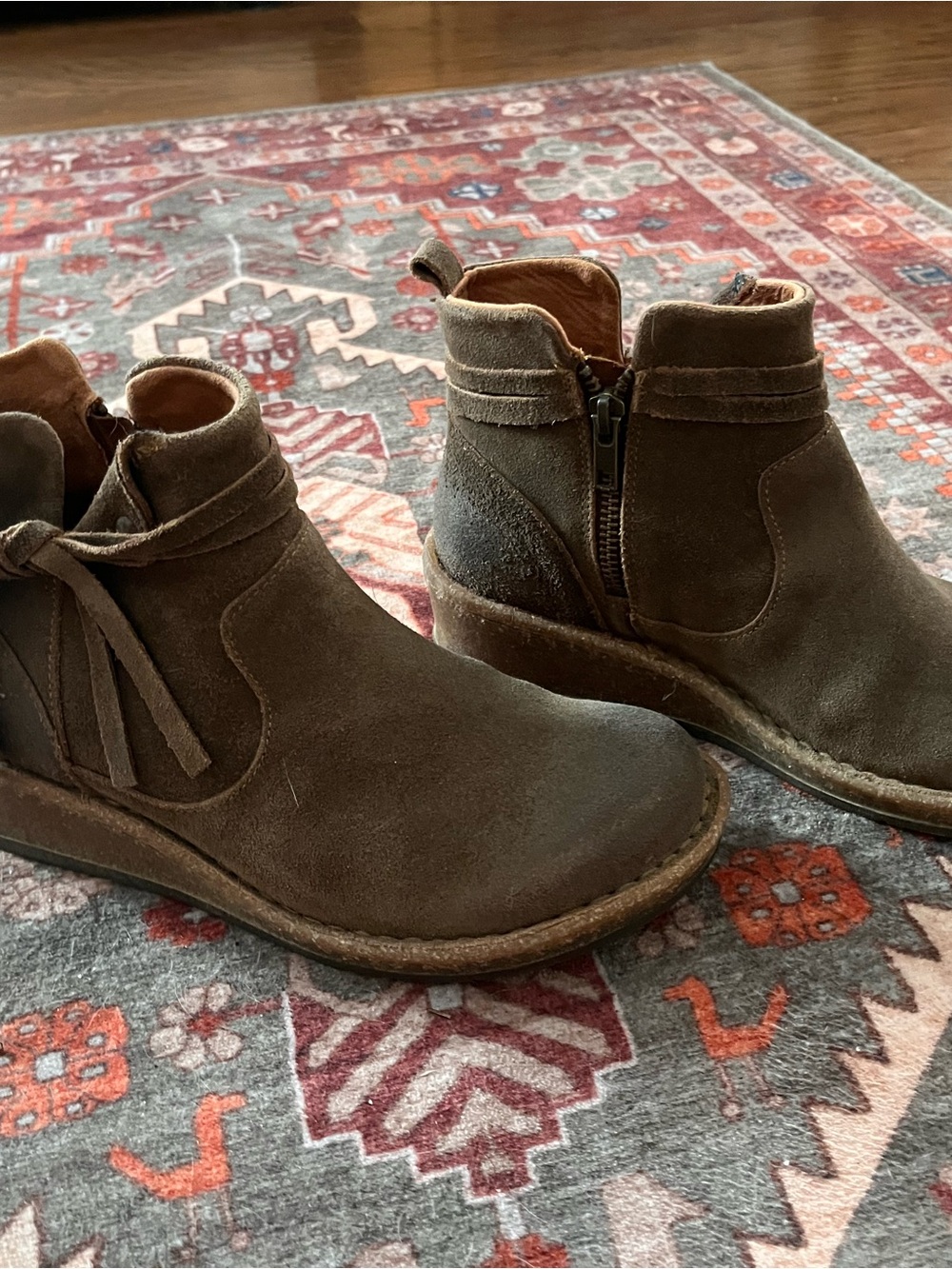 Born brown Suede Ankle Boots with Side Bow